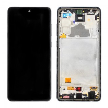 Displejs Samsung A725 A72 4G/A726 A72 5G ar skārienjūtīgo paneli ar rami oriģināls Awesome Black (service pack)