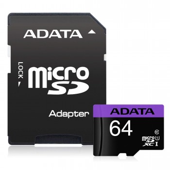 Atminas karte ADATA microSD 64GB (UHS-I Class 10) + SD adapter
