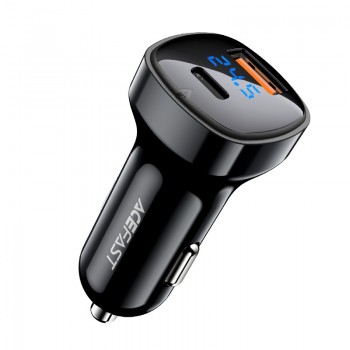 Car charger Acefast B4 66W USB-C+USB-A black