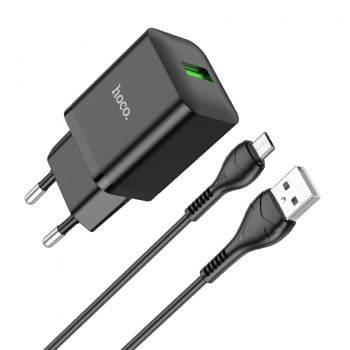 Laadija Hoco N26 USB-A Quick Charge 3.0 18W + MicroUSB must
