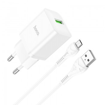 Charger Hoco N26 USB-A Quick Charge 3.0 18W + MicroUSB white