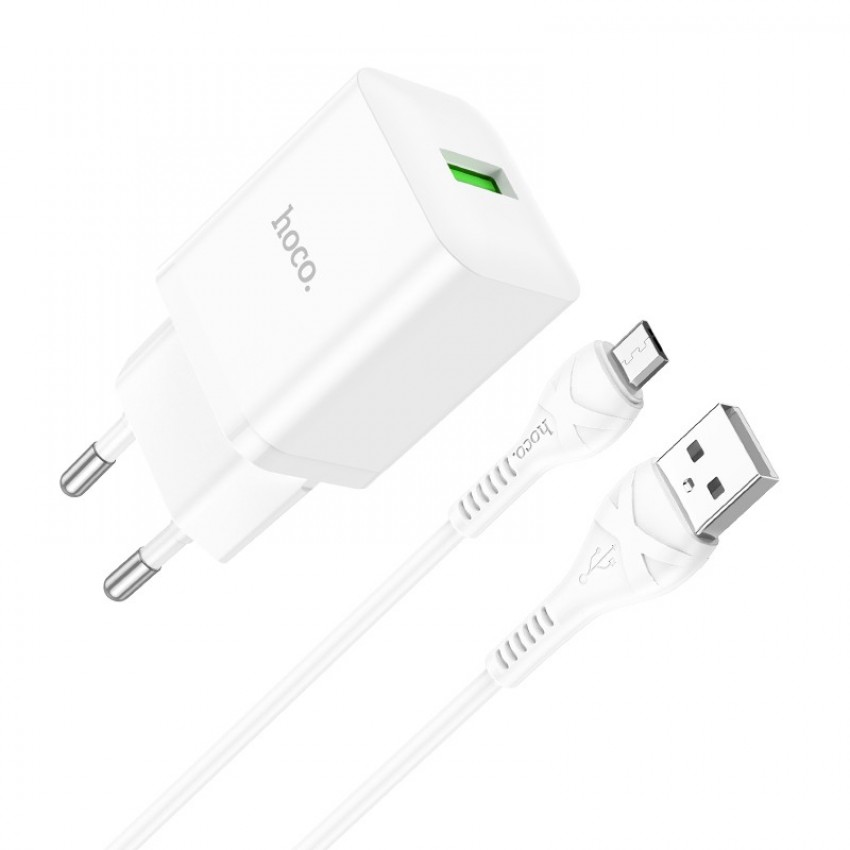 Charger Hoco N26 USB-A Quick Charge 3.0 18W + MicroUSB white