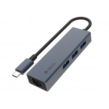 USB hub Devia Leopard Type-C To USB 3.1 + USB3.0*4 grey