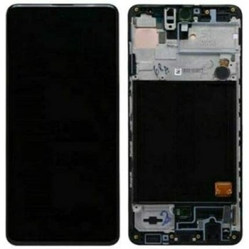 Displejs Samsung A515 A51 ar skārienjūtīgo paneli ar rami black OLED (real size)