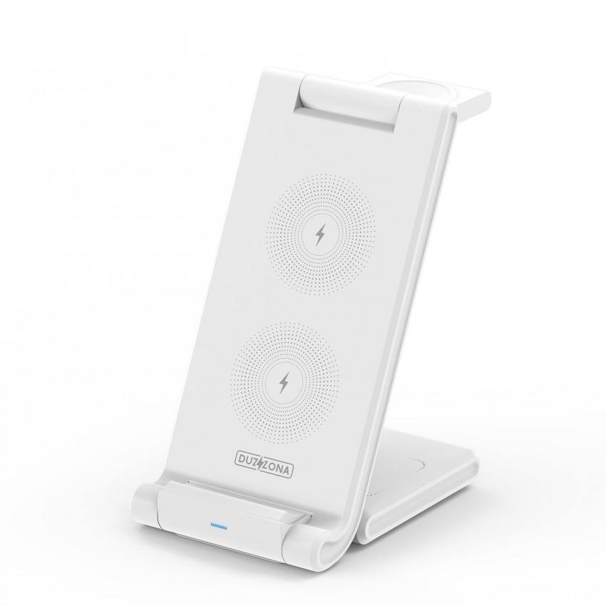 Wireless charger DUZZONA W10-S 3-in-1 15W white