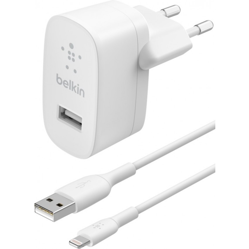 Lādētājs Belkin Boost Charge USB-A 12W + Lightning Cable balts