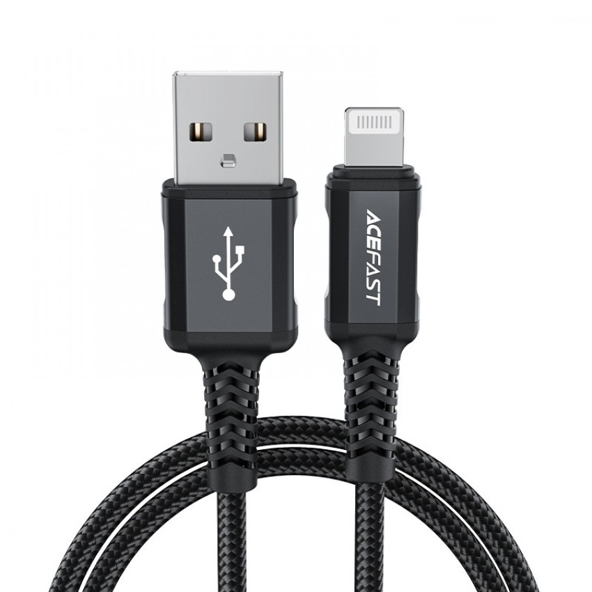 USB kabelis Acefast C4-02 MFi USB-A to Lightning 1.8m melns
