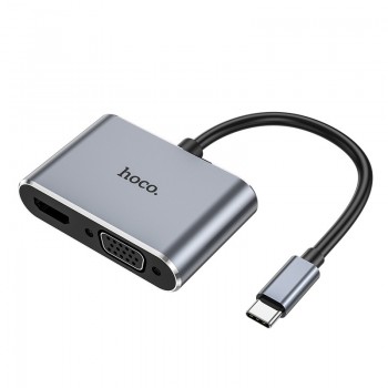 Parveidotājs Hoco HB30 Type-C to HDMI+VGA+USB-A3.0+Type-C peleks