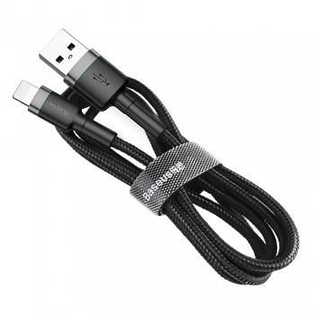 USB kabelis Baseus Cafule USB-A to Lightning 2.4A 1.0m pelēks-melns CALKLF-BG1