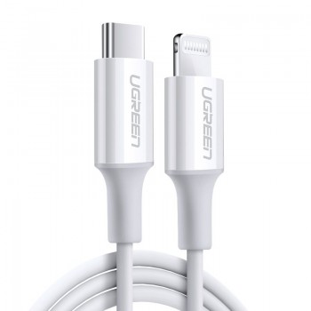 USB kabelis Ugreen US171 MFi USB-C to Lightning 3A 1.0m balts