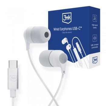 Headphones 3mk Wired Earphones USB-C white
