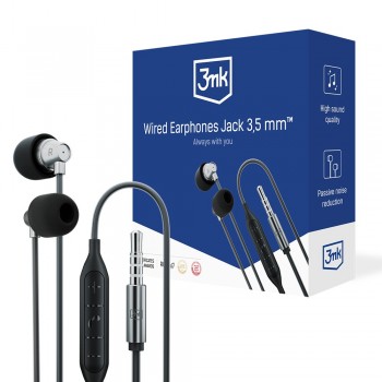 Kõrvaklapid 3mk Wired Earphones 3,5mm mustad
