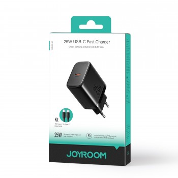 Lādētājs Joyroom JR-TCF11 USB-C 25W + USB-C cable 1.0m melns