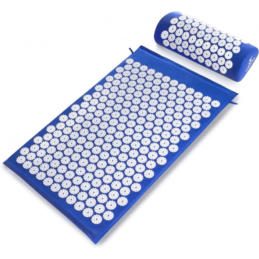 Akupresūras masāžas paklājs ar spilvenu MM-001 zils