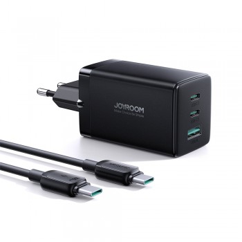 Charger Joyroom GaN JR-TCG01 2xUSB-C/USB-A 65W + USB-C cable 1.2m black