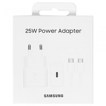 Lādētājs Samsung EP-T2510XWEGEU 25W + USB-C kabelis balts