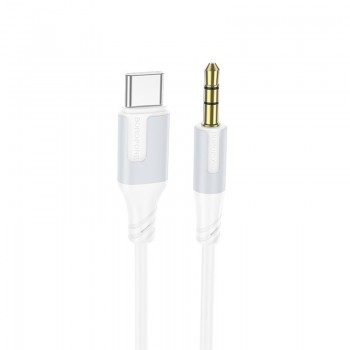 Audio kabelis Borofone BL19 USB-C to 3.5mm balts