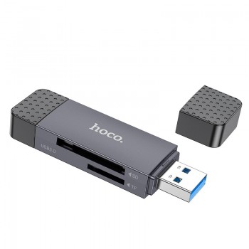 Atmiņas karšu lasītājs  Hoco HB45 USB-C/USB-A 2-in-1 USB3.0 pelēks