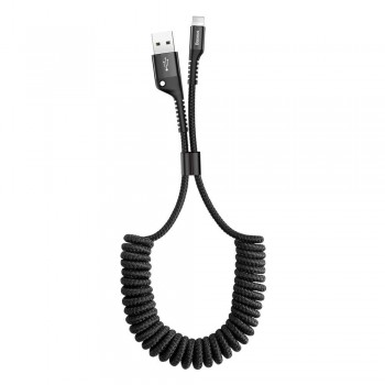 USB kabelis Baseus Fish eye Spring Lightning 2.0A 1m melns CALSR-01
