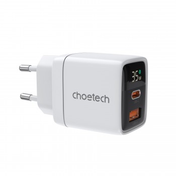 Lādētājs Choetech PD6052 USB-C/USB-A PD35W GaN balts