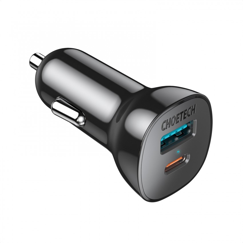 Car charger Choetech TC0005 USB-C/USB-A 36W black