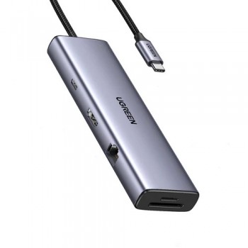 Parveidotājs Ugreen CM498 USB-C to 2xUSB-A + USB-C + HDMI + SD/TF + PD pelēks
