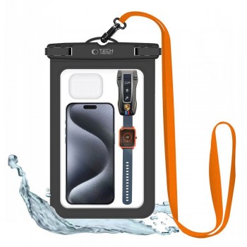 Tech-Protect UWC9 Universal Waterproof Case 8.9 Inch Black/Orange