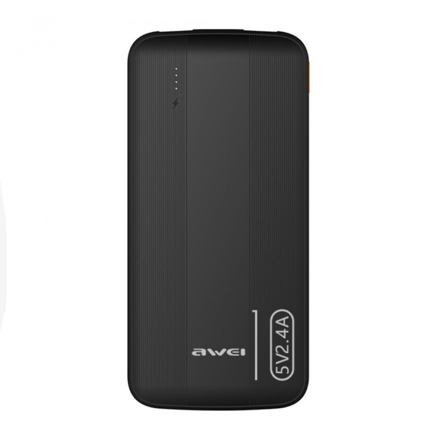 Arejais-akumulators Power Bank Awei P20K 5V/2.4A 10000mAh melns