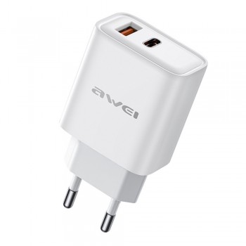 Lādētājs Awei PD81-EU USB-A/USB-C balts