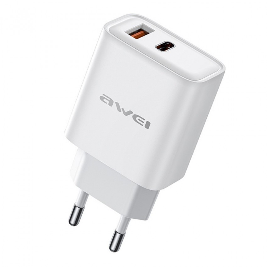 Lādētājs Awei PD81-EU USB-A/USB-C balts