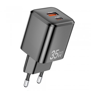 Lādētājs Awei PD66-EU GaN 35W USB-A/USB-C melns