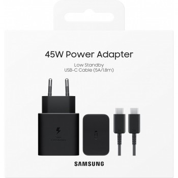 Lādētājs Samsung EP-T4511XBEGEU 45W + USB-C to USB-C kabelis melns