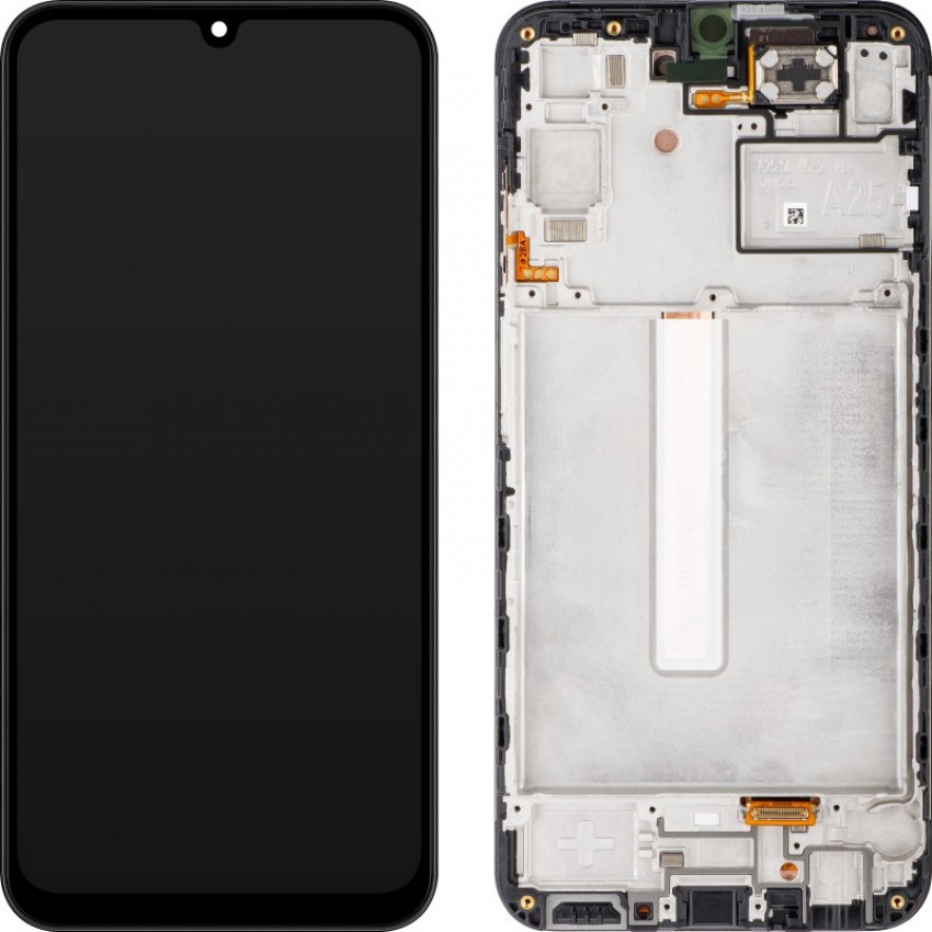 Displejs Samsung A256 A25 5G ar skārienjūtīgo paneli ar rami oriģināls Black (service pack)