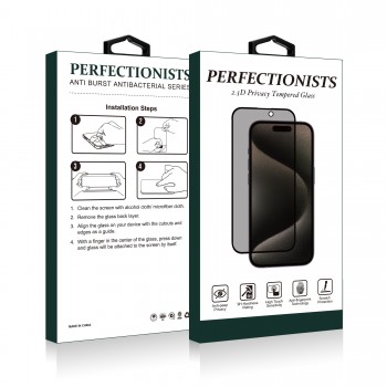 LCD aizsargstikls 2.5D Privacy Perfectionists Apple iPhone 12/12 Pro melns