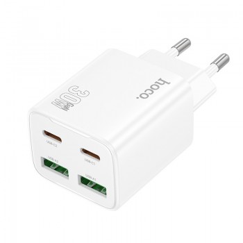 Lādētājs Hoco N56 2xUSB-C/2xUSB-A PD30W balts