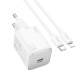 Lādētājs Hoco N40 USB-C PD20W + USB-C to Lightning 1.0m balts