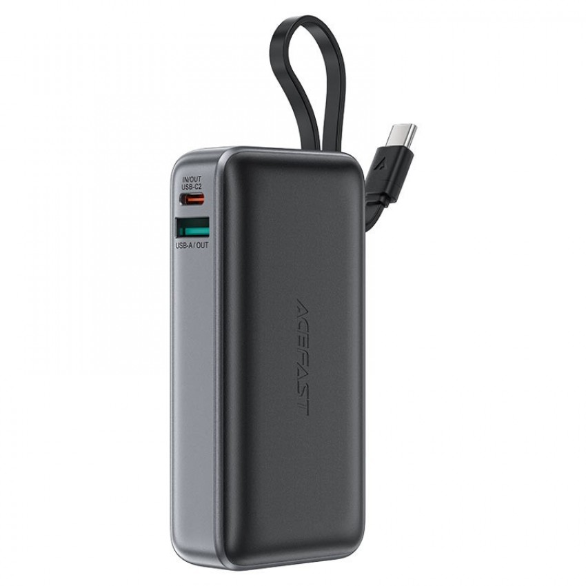 Arejais-akumulators Power Bank Acefast M7-10000 PD30W With Cable 10000mAh melns