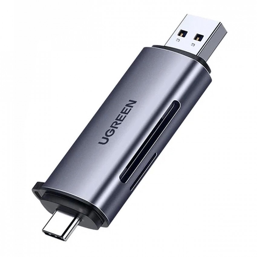 Atmiņas karšu lasītājs Ugreen CM185 USB-A 3.0/USB-C 3.1 to TF/SD (50706) pelēks