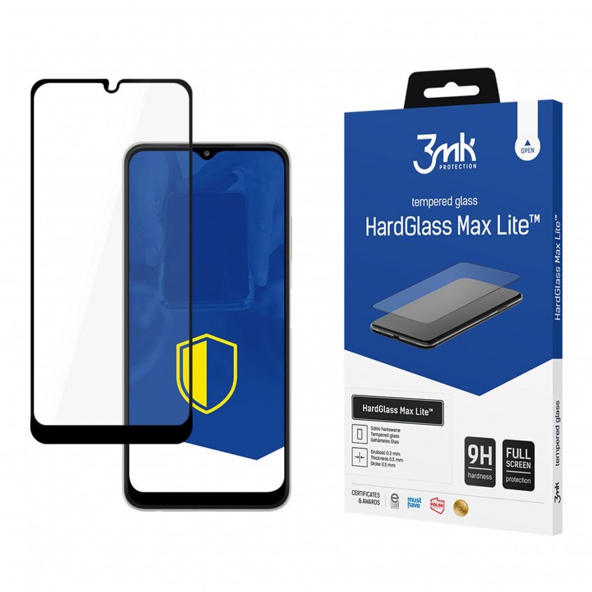 LCD aizsargstikls 3MK Hard Glass Max Lite Samsung A226 A22 5G melns