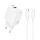 Lādētājs Borofone BN27 20W USB-C/USB-A + USB-C to Lightning cable 1.0m balts