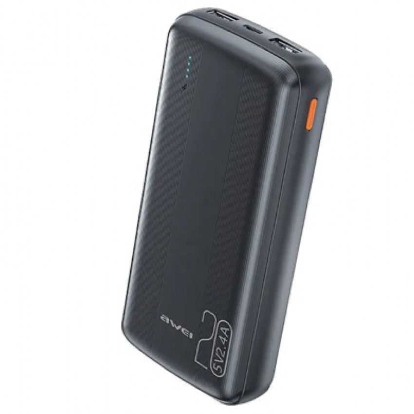 Arejais-akumulators Power Bank Awei P19K 5V/2.4A 20000mAh melns