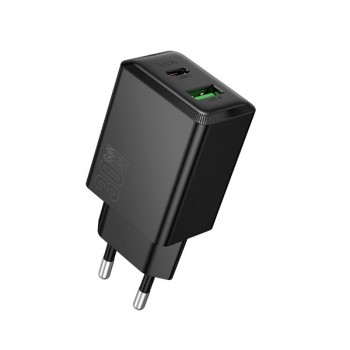Lādētājs Hoco N71 30W GaN USB-C/USB-A melns