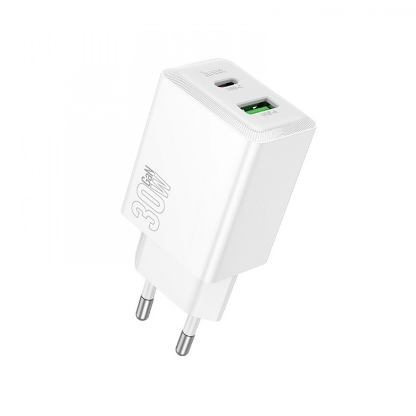Lādētājs Hoco N71 30W GaN USB-C/USB-A balts