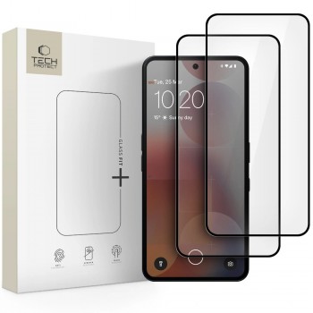 LCD aizsargstikls Tech-Protect Glass Fit+ 2-Pack Nothing Phone 3a/3a Pro melns