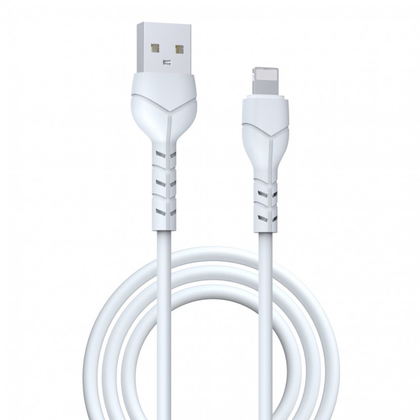 USB kabelis Devia Kintone Lightning 1.0m balts 5V 2.1A