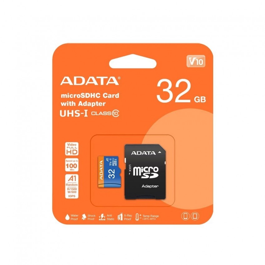 Atminas karte ADATA microSD 32GB (MicroSDHC UHS-I Class 10 U1) + SD adapter