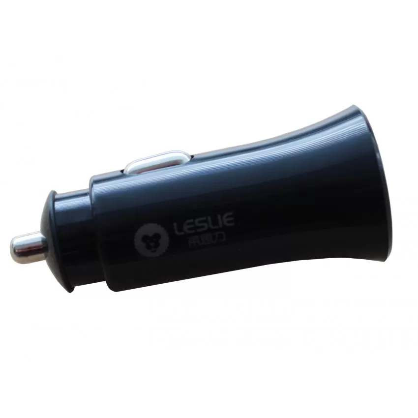 Auto lādētājs Leslie C18 ar 2 USB savienotājiem 2.4A (1A+2A) melns