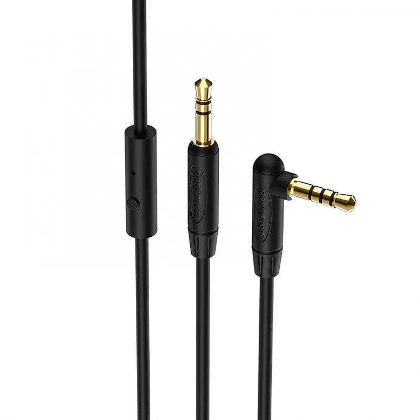 Audio parveidotājs 3,5mm uz 3,5mm Borofone BL5 AUX ar mikrofonu melns