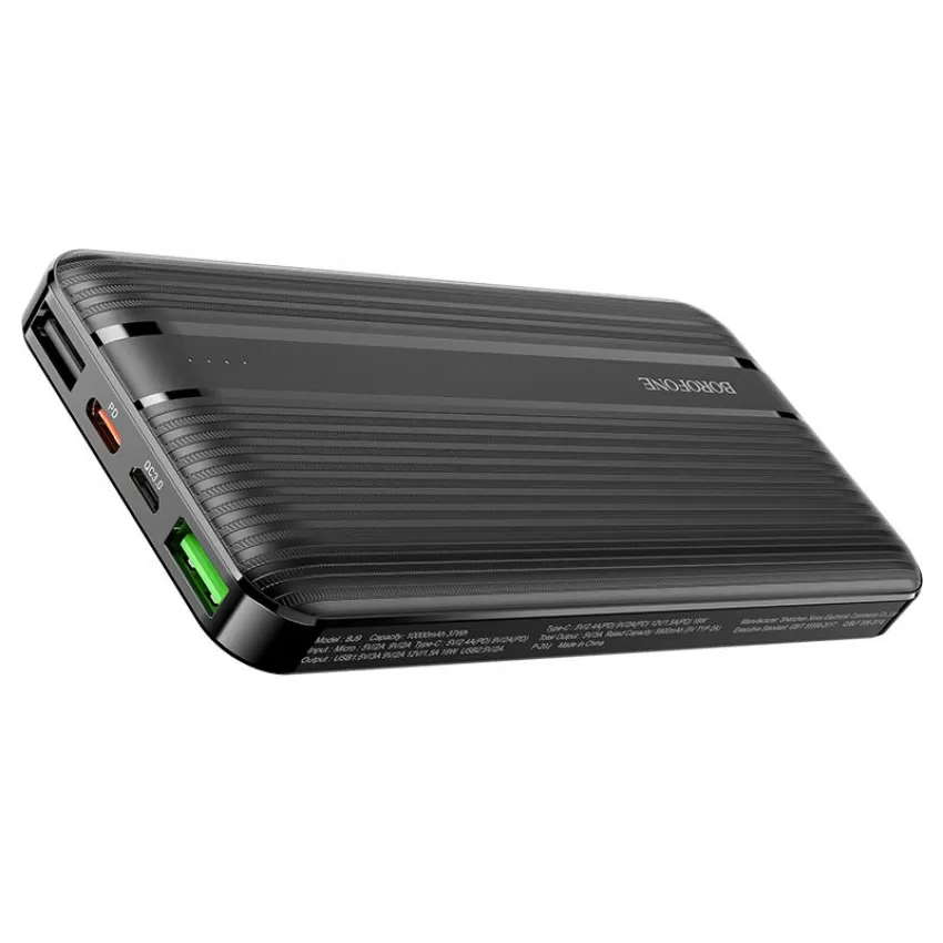 Arejais-akumulators Power Bank Borofone BJ9 Type-C PD+Quick Charge 3.0 (3A) 10000mAh melna