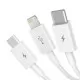Kabelis Baseus Superior no USB uz microUSB+Lightning+Type-C 3.5A 1.5m balts CAMLTYS-02